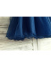 Navy Blue Sequin Tulle Curly Hem Knee Length Flower Girl Dress