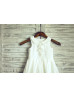 Ivory Cotton Pearl Buttons Back Knee Length Flower Girl Dress