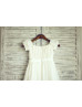 Ivory Chiffon Puff Sleeves Knee Length Flower Girl Dress