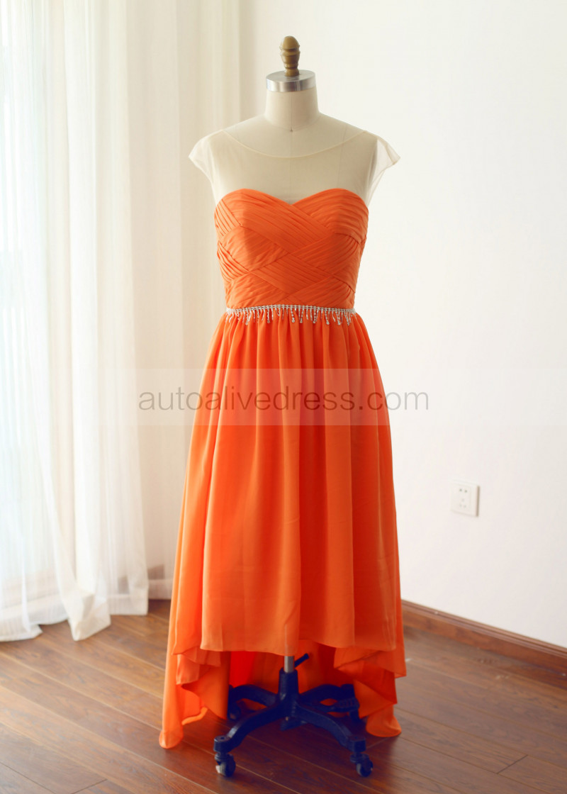 Coral High Low Dress