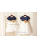 Short Sleeves Navy Blue Sequin Ivory Tulle Knee Length Flower Girl Dress