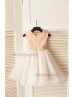 Blush Pink Sequin Ivory Tulle Curly Hem Wedding Flower Girl Dress