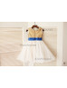 Gold Sequin Ivory Tulle Curly Hem Shimmering Flower Girl Dress