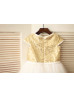 Cap Sleeves Gold Sequin Ivory Tulle Knee Length Flower Girl Dress