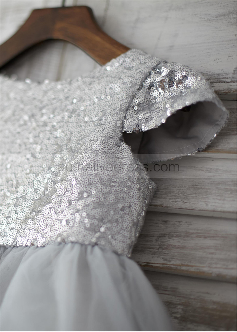 silver chiffon flower girl dresses