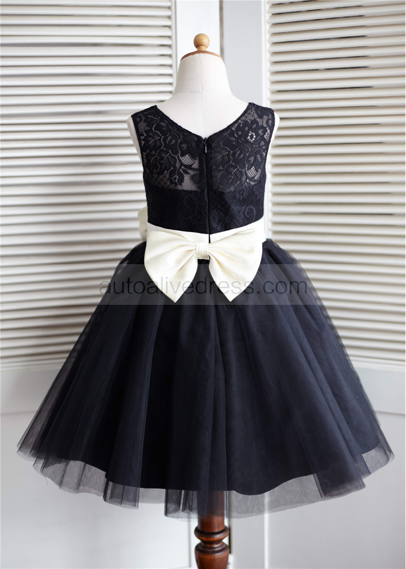 Black Tulle Flower Girl Dress 9