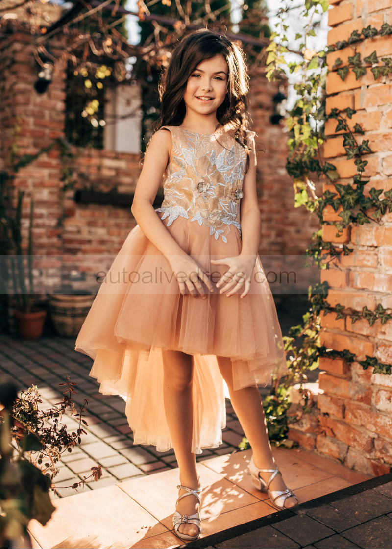 Orange and Brown Flower Girl Dresses