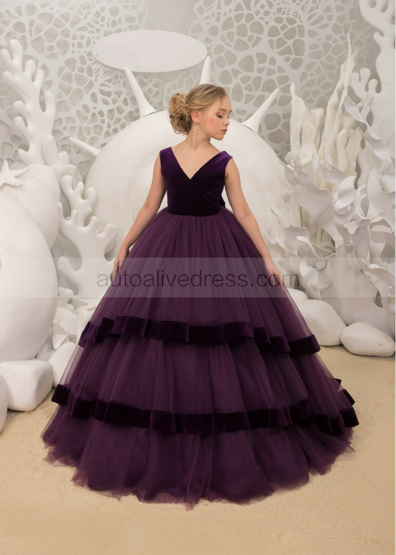 Deep Purple Flower Girl Dresses