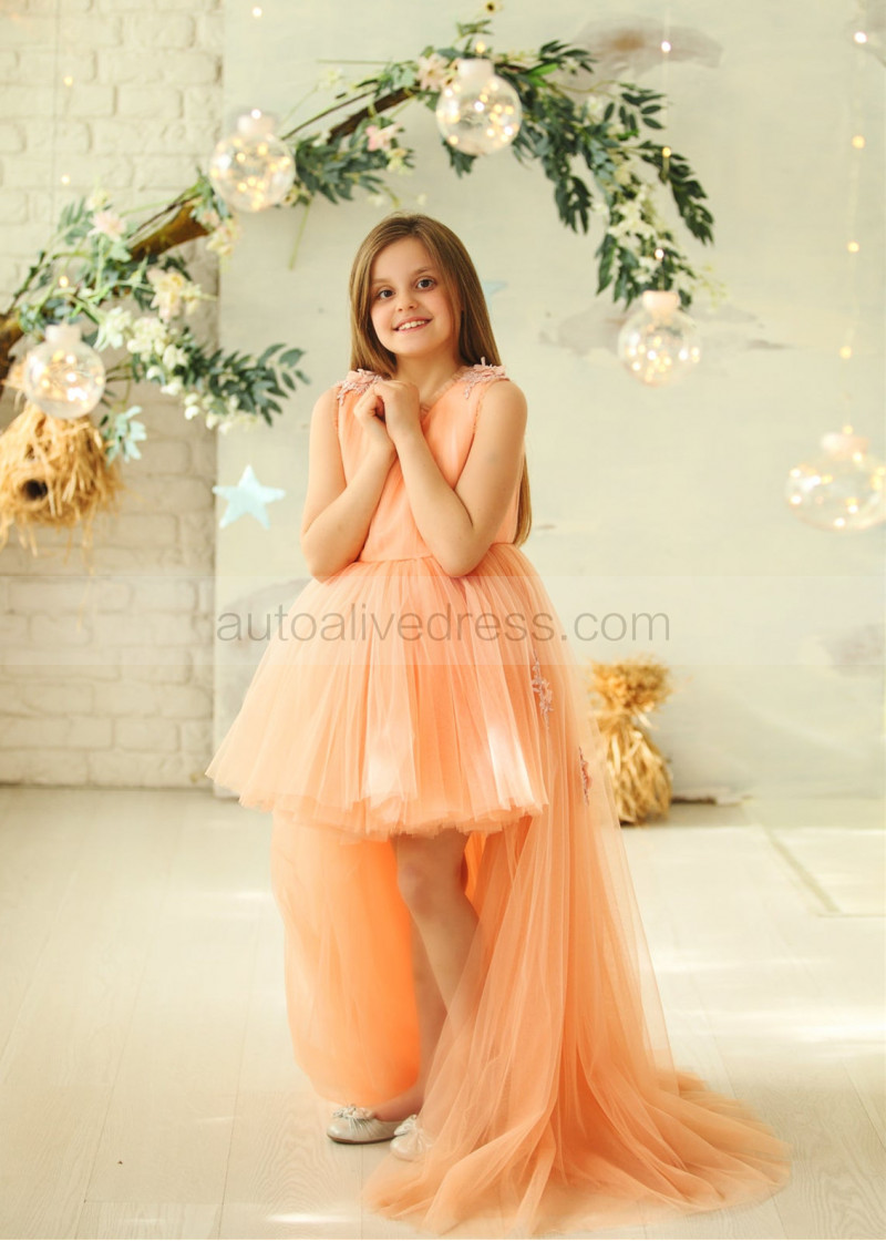 Peach Tulle Bridesmaid Dresses