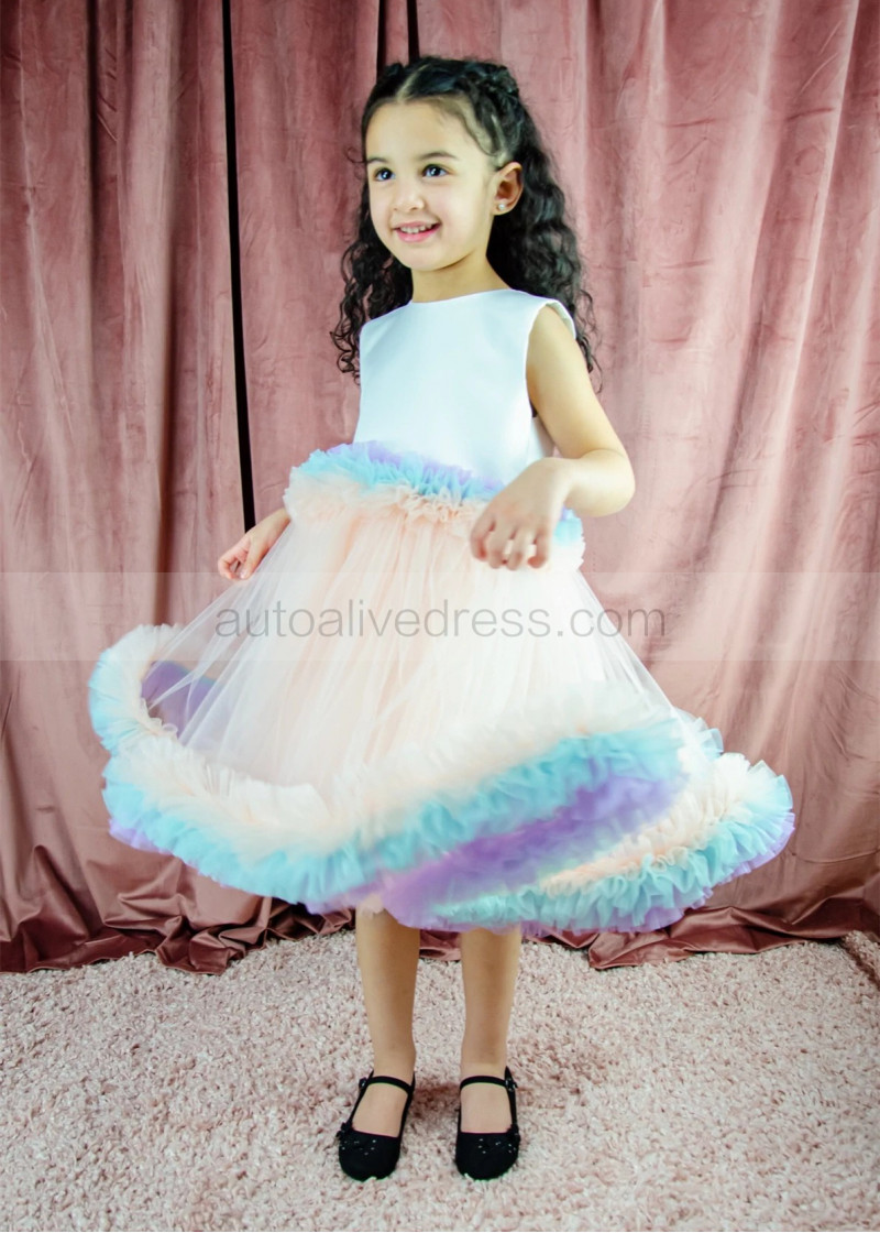 multi colored flower girl dresses