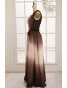 One Shoulder Ombre Chiffon Maxi Bridesmaid Dress