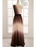 One Shoulder Ombre Chiffon Maxi Bridesmaid Dress