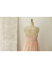 Crystal Beaded Peach Pink Chiffon Timeless Maternity Bridesmaid Dress