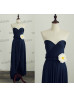 Navy Blue Convertible Stretch Jersey Long Bridesmaid Dress