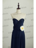 Navy Blue Convertible Stretch Jersey Long Bridesmaid Dress