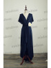 Navy Blue Jersey Convertible Long Bridesmaid Dress