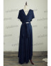 Navy Blue Jersey Convertible Long Bridesmaid Dress