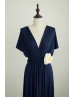 Navy Blue Jersey Convertible Long Bridesmaid Dress