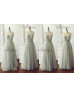 Convertible Silver Gray Tulle Pleated Elegant Bridesmaid Dress