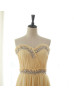 Beaded Strapless Sweetheart Buttery Yellow Chiffon Pleated Bridesmaid Dress