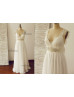 Ivory Eyelash Lace Chiffon Beaded Empire Waist Wedding Dress