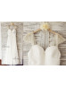 Beaded Cap Sleeves Ivory Chiffon Pleated Simple Wedding Dress