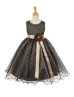 Black Polka Dot Tulle Tea Length Curly Hem Flower Girl Dress