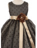 Black Polka Dot Tulle Tea Length Curly Hem Flower Girl Dress