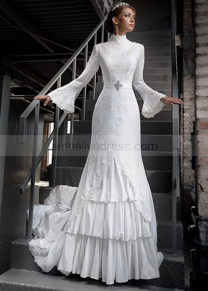 wedding dress poet sleeve