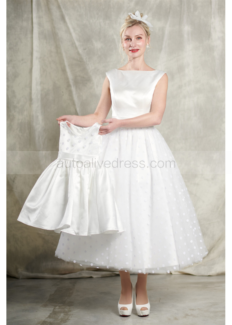 Polka Dot Tea Length Wedding Dresses