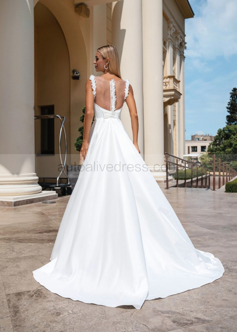 Satin Ivory A-line wedding dress cd-carol