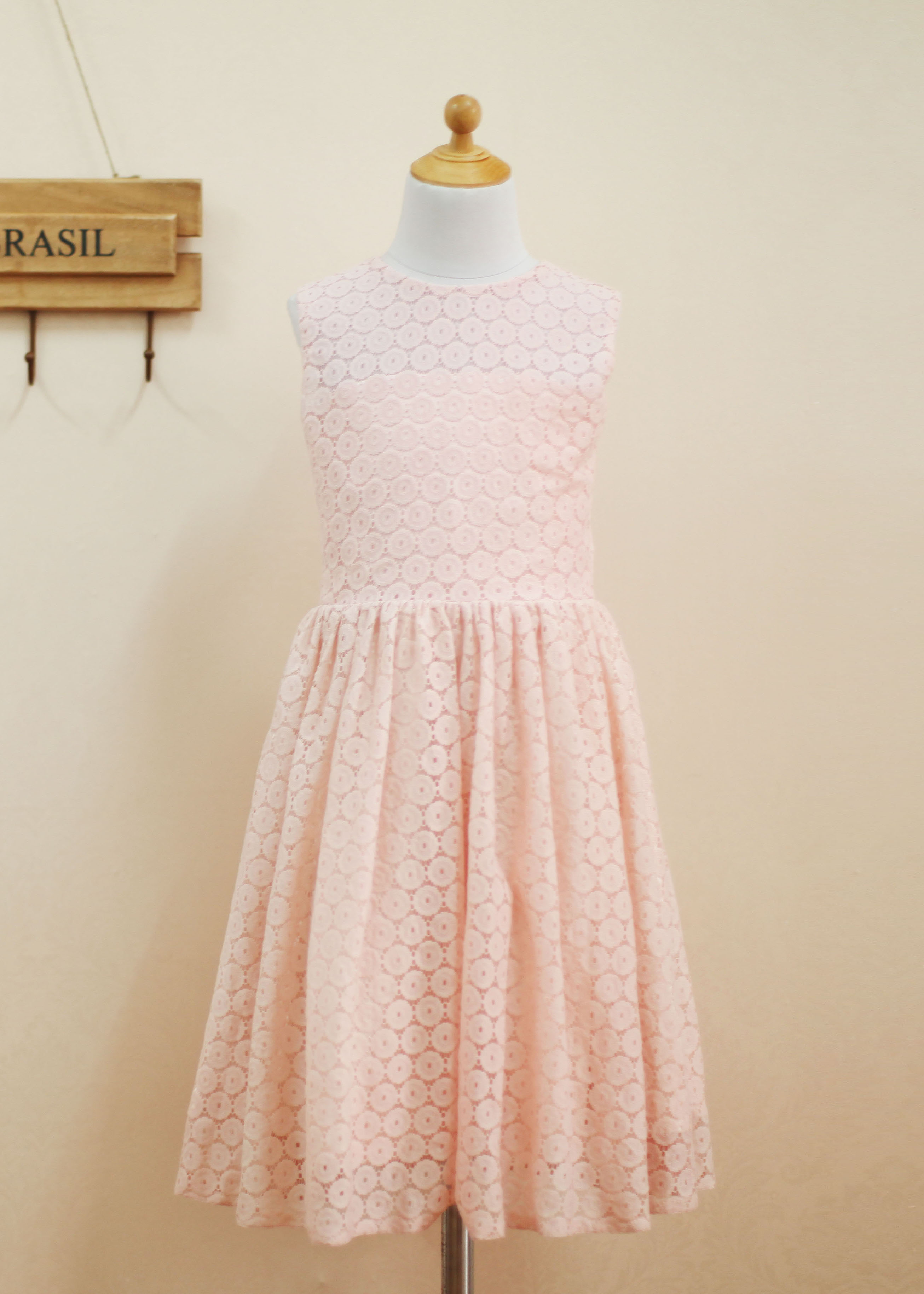 Blush Pink Knee Length Flower Girl Dress