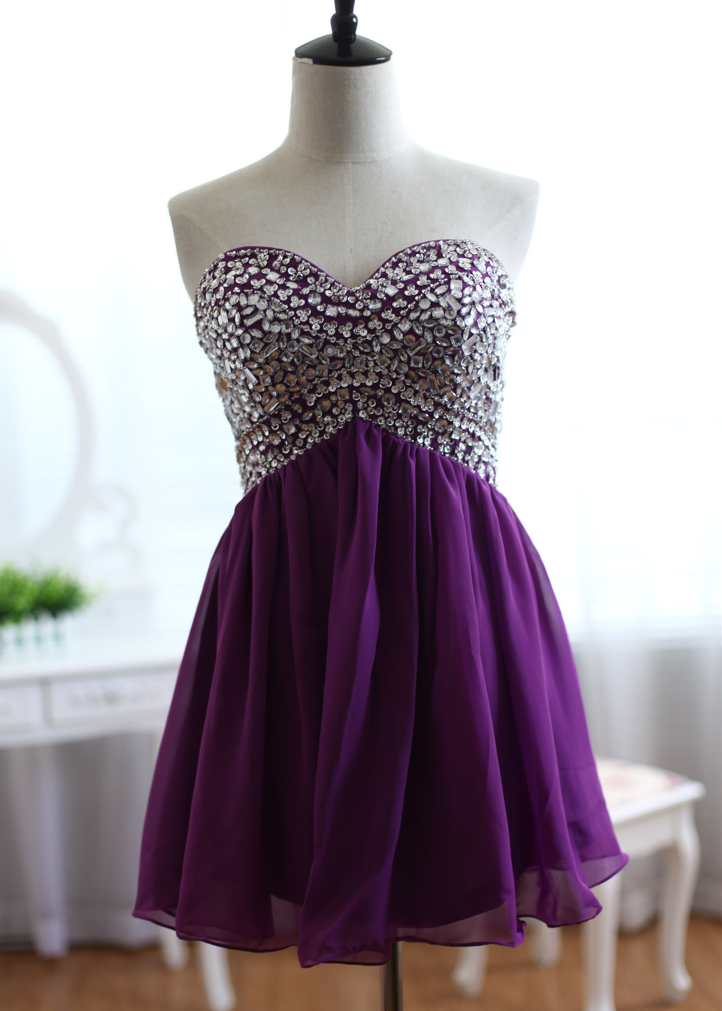 lilac chiffon prom dress